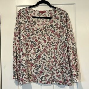 ROSE & THYME floral print women’s long sleeve blouse size M